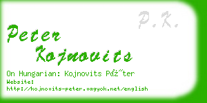 peter kojnovits business card